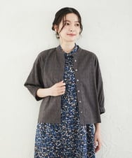 NHBGF91210 GIANNI LO GIUDICE(小さいサイズ)(メゾン ドゥ サンク) エンブロイダリー刺しゅうブラウス ダークグレー