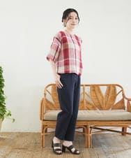NHBGF92300 GIANNI LO GIUDICE(小さいサイズ)(メゾン ドゥ サンク) [日本製]先染めチェックプルオーバーブラウス レッド