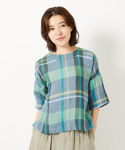 NHBGF92300 GIANNI LO GIUDICE(小さいサイズ) [日本製]先染めチェックプルオーバーブラウス