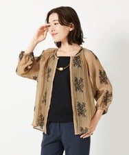 NHBGF93290 GIANNI LO GIUDICE(小さいサイズ)(メゾン ドゥ サンク) 楊柳フラワー刺しゅうブラウス ベージュ