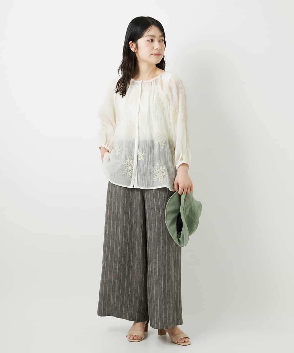 NHBGF93290 GIANNI LO GIUDICE(小さいサイズ)(メゾン ドゥ サンク) 楊柳フラワー刺しゅうブラウス ホワイト