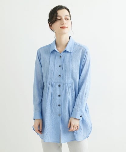 NHBGS02270 GIANNI LO GIUDICE(小さいサイズ) [洗える]コットンシャンブレーロングブラウス