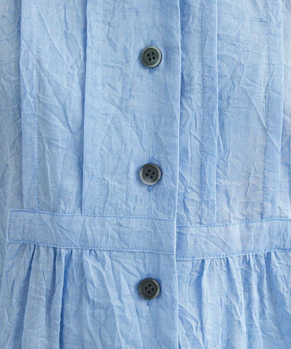 NHBGS02270 GIANNI LO GIUDICE(小さいサイズ)(メゾン ドゥ サンク) [洗える]コットンシャンブレーロングブラウス ライトブルー