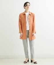 NHBGS02270 GIANNI LO GIUDICE(小さいサイズ)(メゾン ドゥ サンク) [洗える]コットンシャンブレーロングブラウス ライトブルー