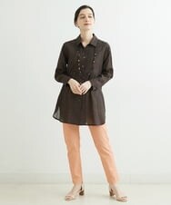 NHBGS02270 GIANNI LO GIUDICE(小さいサイズ)(メゾン ドゥ サンク) [洗える]コットンシャンブレーロングブラウス ライトブルー