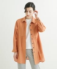 NHBGS02270 GIANNI LO GIUDICE(小さいサイズ)(メゾン ドゥ サンク) [洗える]コットンシャンブレーロングブラウス ライトブルー