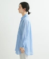 NHBGS02270 GIANNI LO GIUDICE(小さいサイズ)(メゾン ドゥ サンク) [洗える]コットンシャンブレーロングブラウス ライトブルー