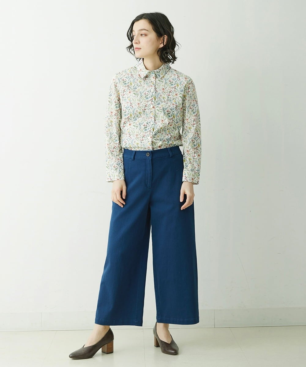 NHBGU80230 GIANNI LO GIUDICE(小さいサイズ)(メゾン ドゥ サンク) LIBERTYプリントシャツブラウス（MEGUMI） ライトブルー系