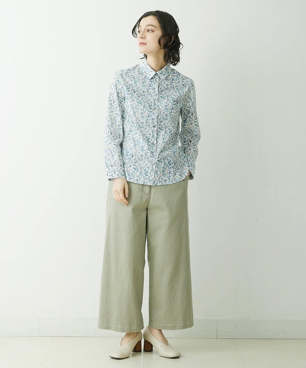 NHBGU80230 GIANNI LO GIUDICE(小さいサイズ)(メゾン ドゥ サンク) LIBERTYプリントシャツブラウス（MEGUMI） ライトブルー系