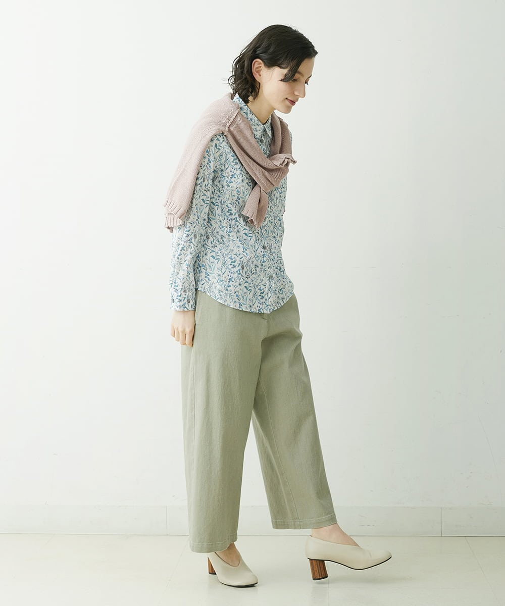 NHBGU80230 GIANNI LO GIUDICE(小さいサイズ)(メゾン ドゥ サンク) LIBERTYプリントシャツブラウス（MEGUMI） ライトブルー系