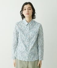 NHBGU80230 GIANNI LO GIUDICE(小さいサイズ)(メゾン ドゥ サンク) LIBERTYプリントシャツブラウス（MEGUMI） ライトブルー系