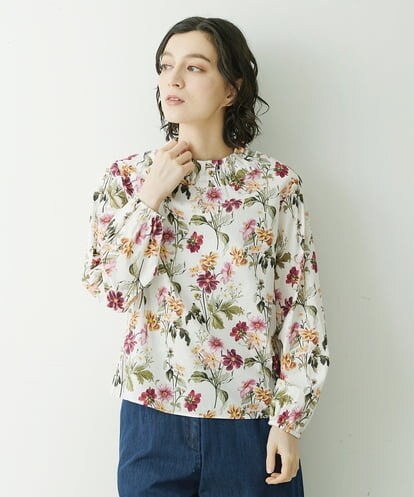 NHBGU81230  LIBERTYプリントギャザーネックブラウス（BARBARA COVINGTON）