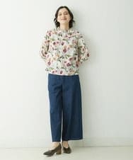 NHBGU81230 GIANNI LO GIUDICE(小さいサイズ)(メゾン ドゥ サンク) LIBERTYプリントギャザーネックブラウス（BARBARA COVINGTON） オフホワイト系
