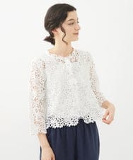 NHBGX90230 GIANNI LO GIUDICE(小さいサイズ)(メゾン ドゥ サンク) ケミカルレースボレロブラウス ホワイト