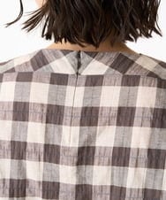 NHBGX97200 GIANNI LO GIUDICE(小さいサイズ)(メゾン ドゥ サンク) 綿麻ブロックチェックプルオーバーブラウス ブラウン・ベージュ系