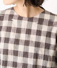 NHBGX97200 GIANNI LO GIUDICE(小さいサイズ)(メゾン ドゥ サンク) 綿麻ブロックチェックプルオーバーブラウス ブラウン・ベージュ系