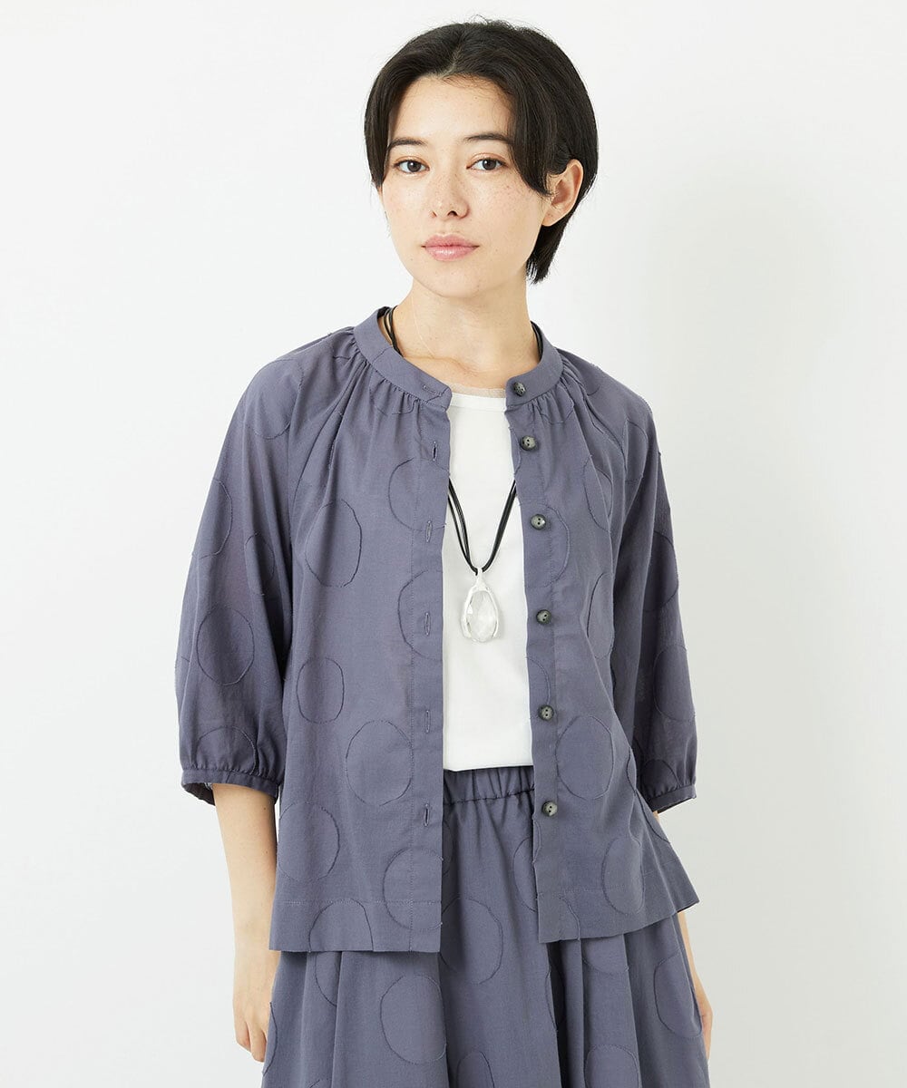 NHBHA10290 GIANNI LO GIUDICE(小さいサイズ)(メゾン ドゥ サンク) ドットジャガードシャツブラウス パープルグレー