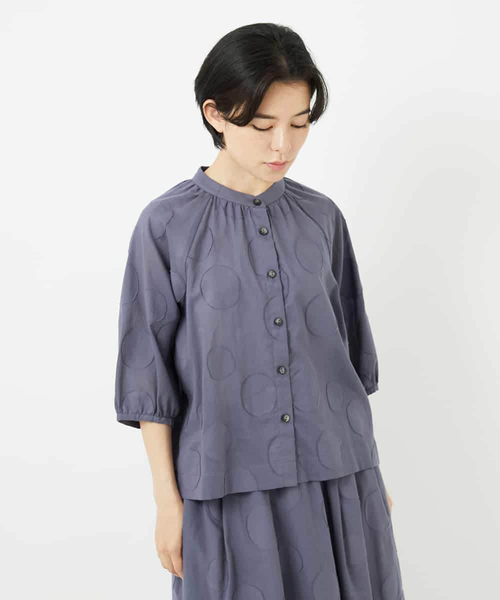 NHBHA10290 GIANNI LO GIUDICE(小さいサイズ)(メゾン ドゥ サンク) ドットジャガードシャツブラウス ブルーグレー