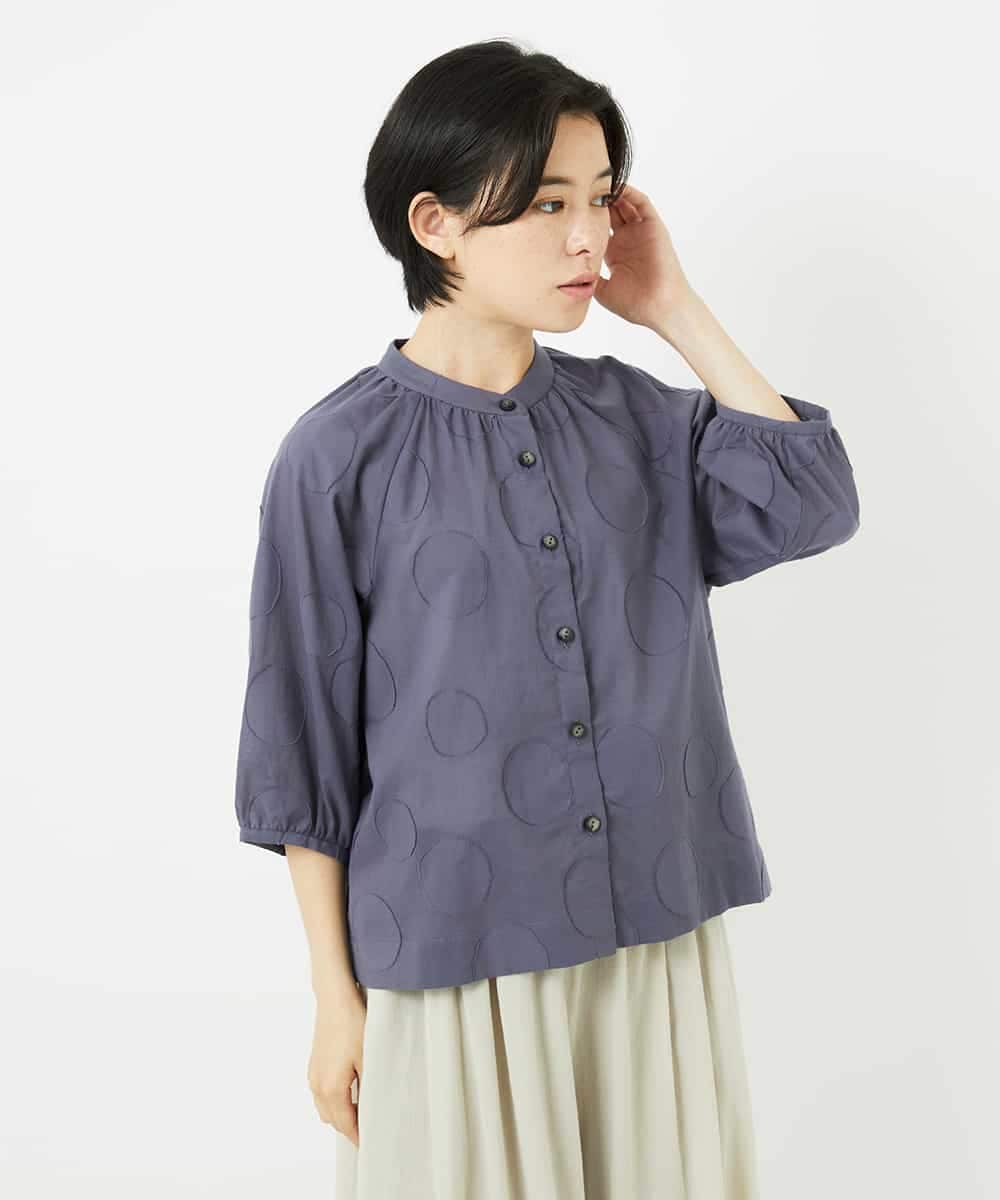 NHBHA10290 GIANNI LO GIUDICE(小さいサイズ)(メゾン ドゥ サンク) ドットジャガードシャツブラウス ブルーグレー