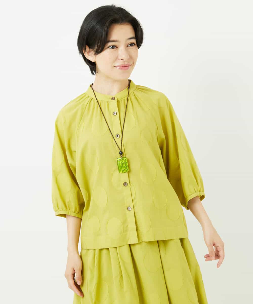 NHBHA10290 GIANNI LO GIUDICE(小さいサイズ)(メゾン ドゥ サンク) ドットジャガードシャツブラウス ブルーグレー