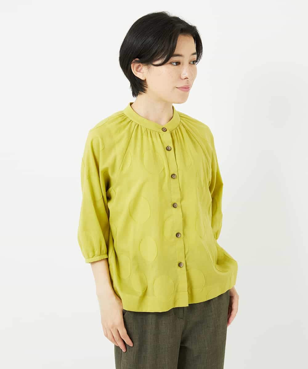 NHBHA10290 GIANNI LO GIUDICE(小さいサイズ)(メゾン ドゥ サンク) ドットジャガードシャツブラウス ブルーグレー