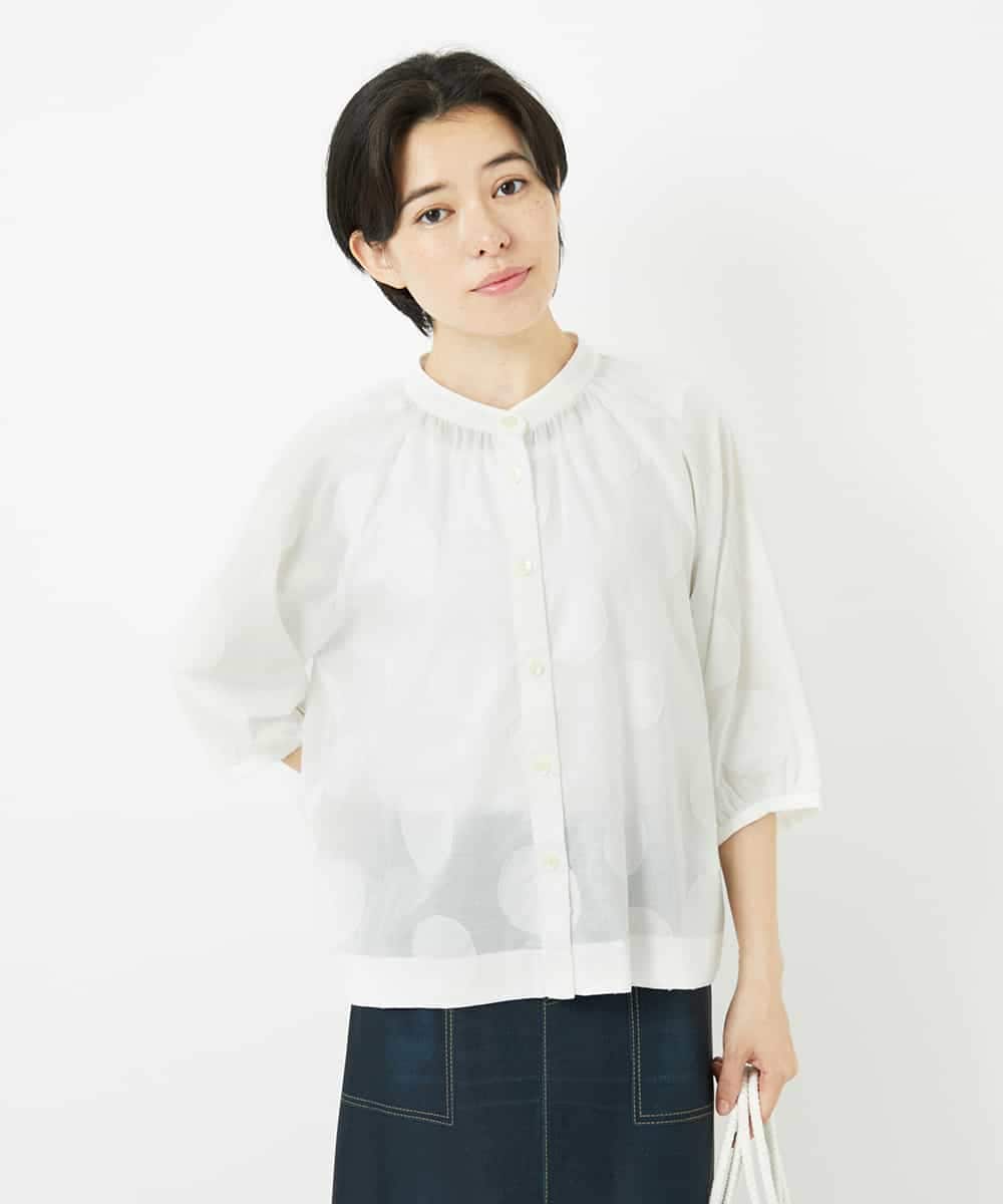 NHBHA10290 GIANNI LO GIUDICE(小さいサイズ)(メゾン ドゥ サンク) ドットジャガードシャツブラウス ブルーグレー