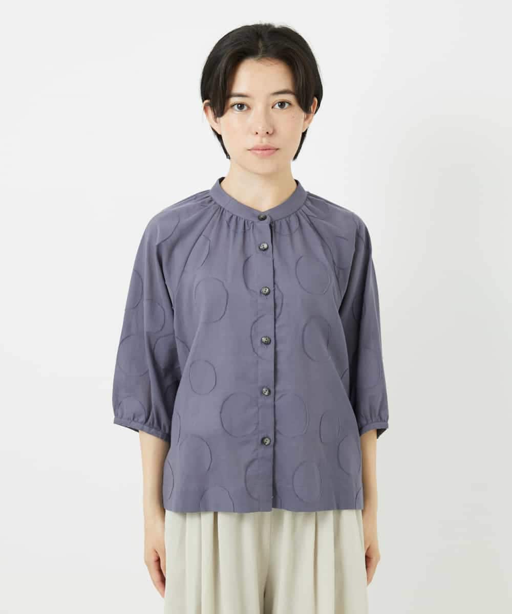 NHBHA10290 GIANNI LO GIUDICE(小さいサイズ)(メゾン ドゥ サンク) ドットジャガードシャツブラウス ブルーグレー