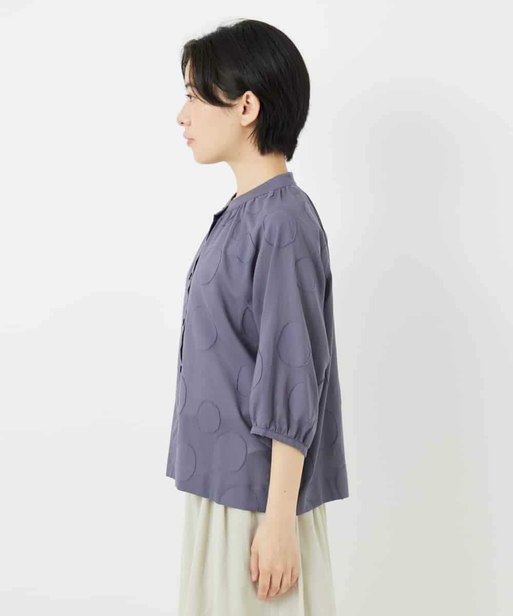 NHBHA10290 GIANNI LO GIUDICE(小さいサイズ)(メゾン ドゥ サンク) ドットジャガードシャツブラウス ブルーグレー