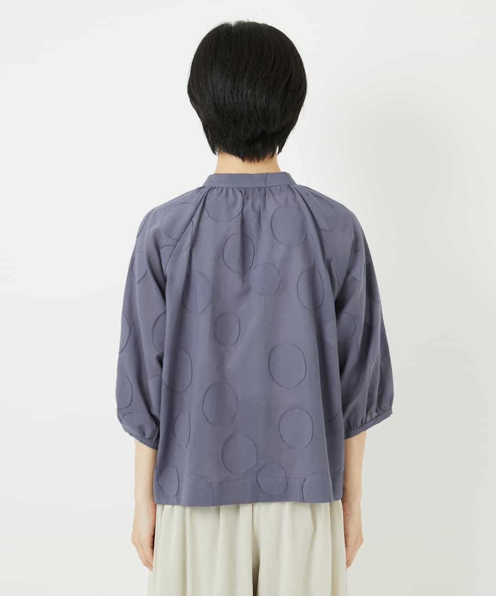 NHBHA10290 GIANNI LO GIUDICE(小さいサイズ)(メゾン ドゥ サンク) ドットジャガードシャツブラウス ブルーグレー