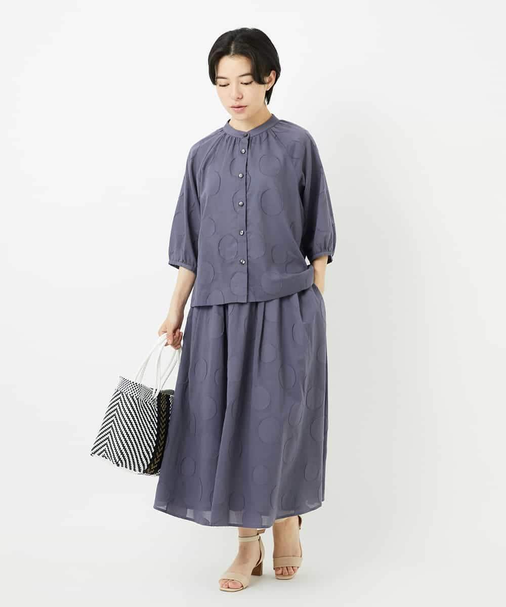 NHBHA10290 GIANNI LO GIUDICE(小さいサイズ)(メゾン ドゥ サンク) ドットジャガードシャツブラウス ブルーグレー