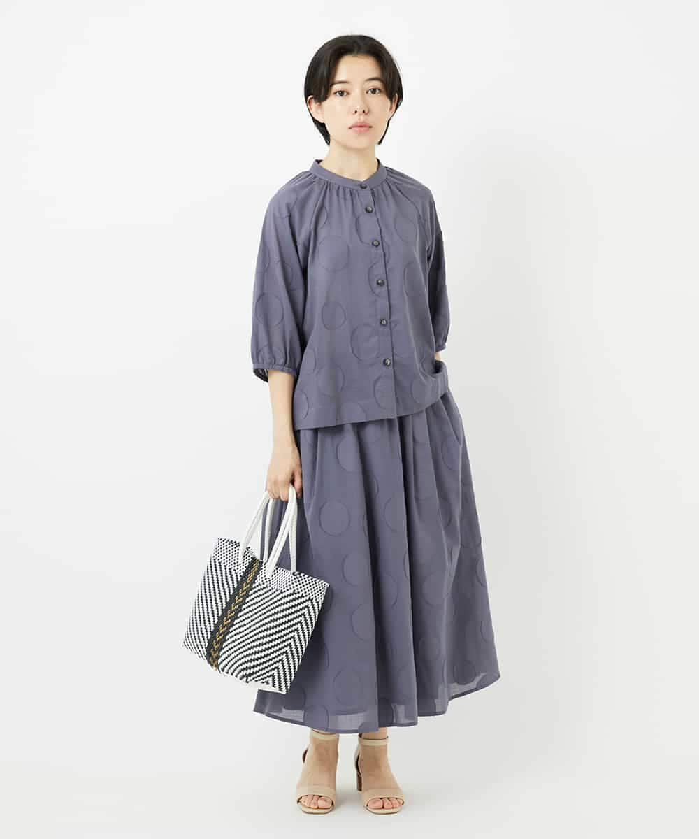 NHBHA10290 GIANNI LO GIUDICE(小さいサイズ)(メゾン ドゥ サンク) ドットジャガードシャツブラウス ブルーグレー