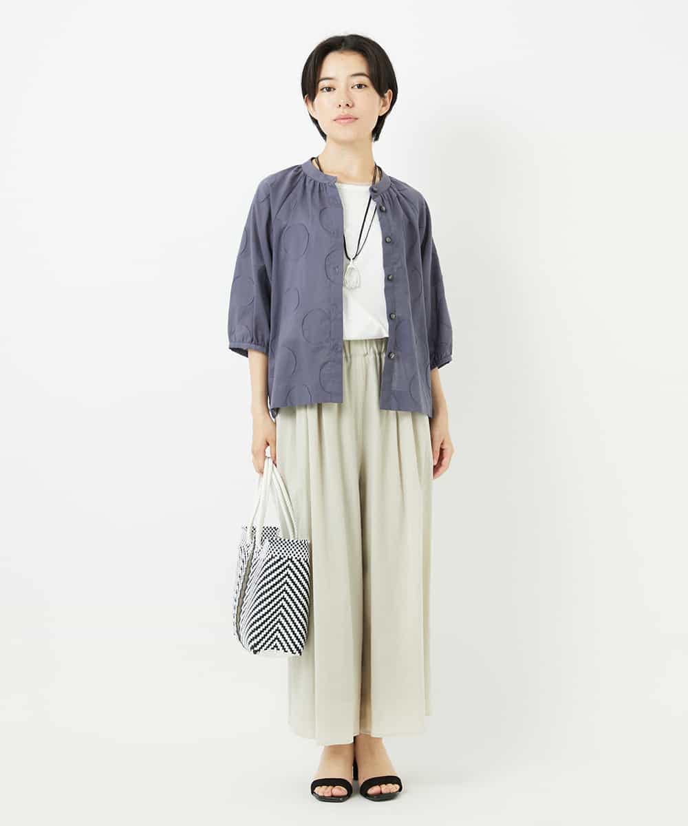 NHBHA10290 GIANNI LO GIUDICE(小さいサイズ)(メゾン ドゥ サンク) ドットジャガードシャツブラウス ブルーグレー