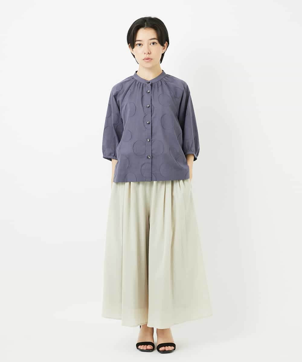 NHBHA10290 GIANNI LO GIUDICE(小さいサイズ)(メゾン ドゥ サンク) ドットジャガードシャツブラウス ブルーグレー