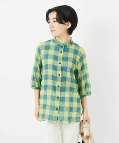 NHBHA12250 GIANNI LO GIUDICE(小さいサイズ) シャーリングチェックシャツブラウス