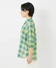 NHBHA12250 GIANNI LO GIUDICE(小さいサイズ)(メゾン ドゥ サンク) シャーリングチェックシャツブラウス イエロー×グリーン