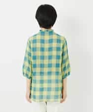 NHBHA12250 GIANNI LO GIUDICE(小さいサイズ)(メゾン ドゥ サンク) シャーリングチェックシャツブラウス イエロー×グリーン