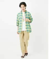 NHBHA12250 GIANNI LO GIUDICE(小さいサイズ)(メゾン ドゥ サンク) シャーリングチェックシャツブラウス イエロー×グリーン