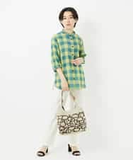 NHBHA12250 GIANNI LO GIUDICE(小さいサイズ)(メゾン ドゥ サンク) シャーリングチェックシャツブラウス イエロー×グリーン