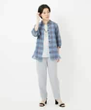NHBHA12250 GIANNI LO GIUDICE(小さいサイズ)(メゾン ドゥ サンク) シャーリングチェックシャツブラウス イエロー×グリーン