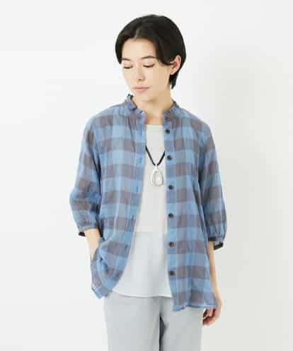 NHBHA12250 GIANNI LO GIUDICE(小さいサイズ) シャーリングチェックシャツブラウス