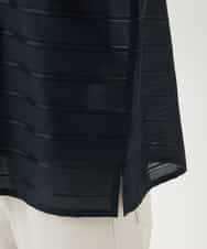 NHBHC97250 GIANNI LO GIUDICE(小さいサイズ)(メゾン ドゥ サンク) ボーダー柄ノーカラーブラウス羽織 ブラック