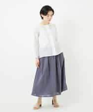 NHBHC97250 GIANNI LO GIUDICE(小さいサイズ)(メゾン ドゥ サンク) ボーダー柄ノーカラーブラウス羽織 ブラック