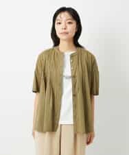 NHBHD01170 GIANNI LO GIUDICE(小さいサイズ)(メゾン ドゥ サンク) コットンボイルピンタックブラウス カーキ