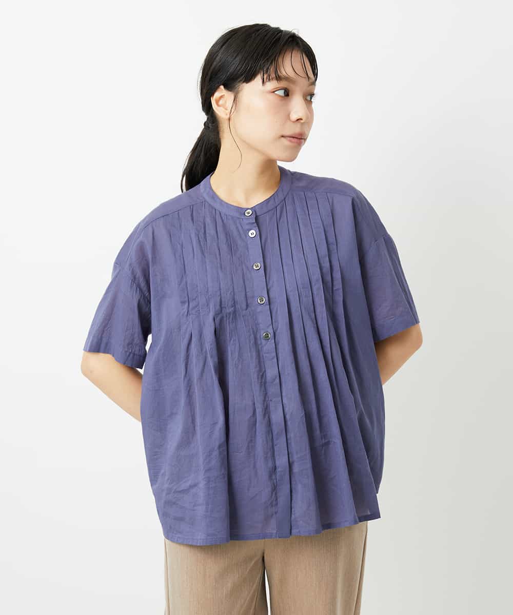 NHBHD01170 GIANNI LO GIUDICE(小さいサイズ)(メゾン ドゥ サンク) コットンボイルピンタックブラウス カーキ