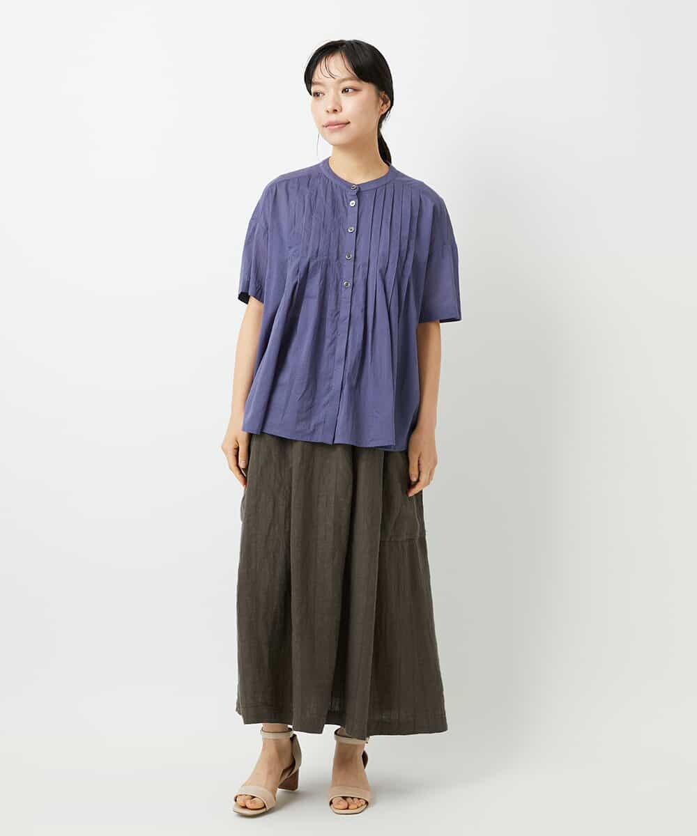NHBHD01170 GIANNI LO GIUDICE(小さいサイズ)(メゾン ドゥ サンク) コットンボイルピンタックブラウス カーキ