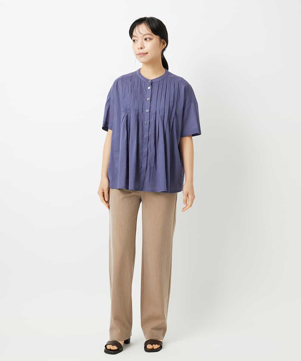 NHBHD01170 GIANNI LO GIUDICE(小さいサイズ)(メゾン ドゥ サンク) コットンボイルピンタックブラウス カーキ