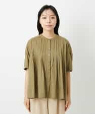 NHBHD01170 GIANNI LO GIUDICE(小さいサイズ)(メゾン ドゥ サンク) コットンボイルピンタックブラウス カーキ