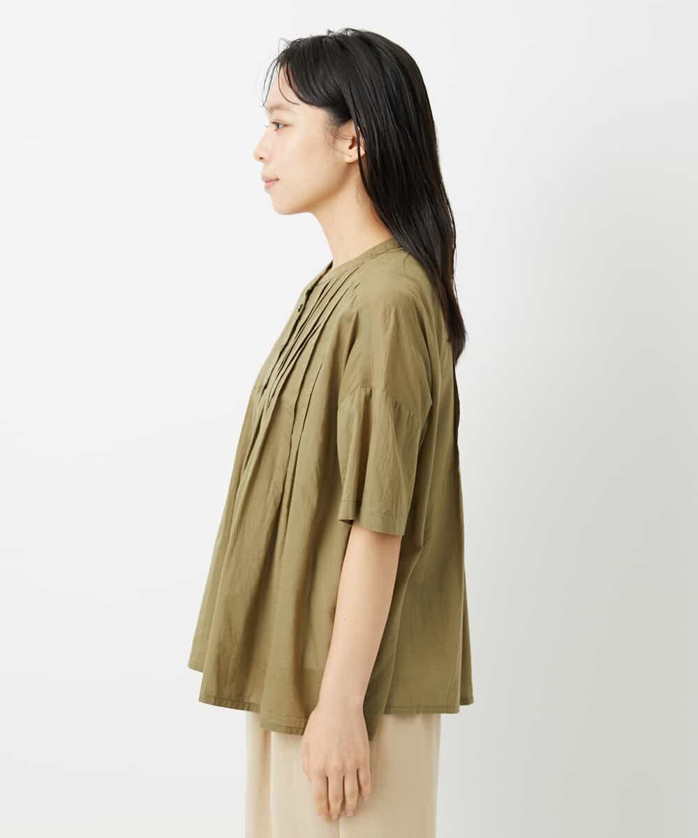 NHBHD01170 GIANNI LO GIUDICE(小さいサイズ)(メゾン ドゥ サンク) コットンボイルピンタックブラウス カーキ