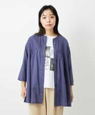 NHBHD02180 GIANNI LO GIUDICE(小さいサイズ)(メゾン ドゥ サンク) コットンボイルピンタックロングブラウス カーキ