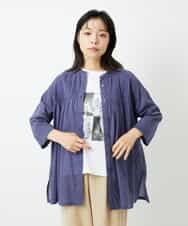 NHBHD02180 GIANNI LO GIUDICE(小さいサイズ)(メゾン ドゥ サンク) コットンボイルピンタックロングブラウス カーキ
